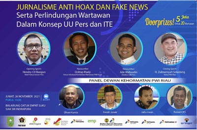 PWI Riau Gelar Diklat Jurnalisme Anti Hoax dan Fake News